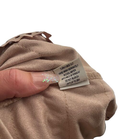 TATA Jolie Medium Shift Dress Beige Sleeveless Tiered Cutout Eyelet - Picture 4 of 9